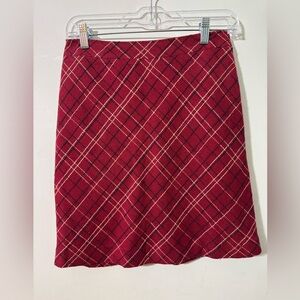 American Eagle Outfitters burgundy maroon Red Plaid pencil Skirt wool blend 0